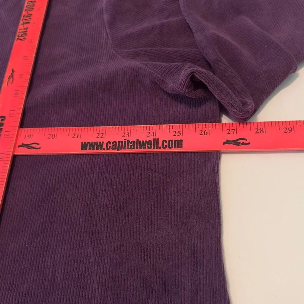 Lands End Womens 2X 20W-22W Plum Purple Ribbed Corduroy V-Neck Tunic Top Classic
